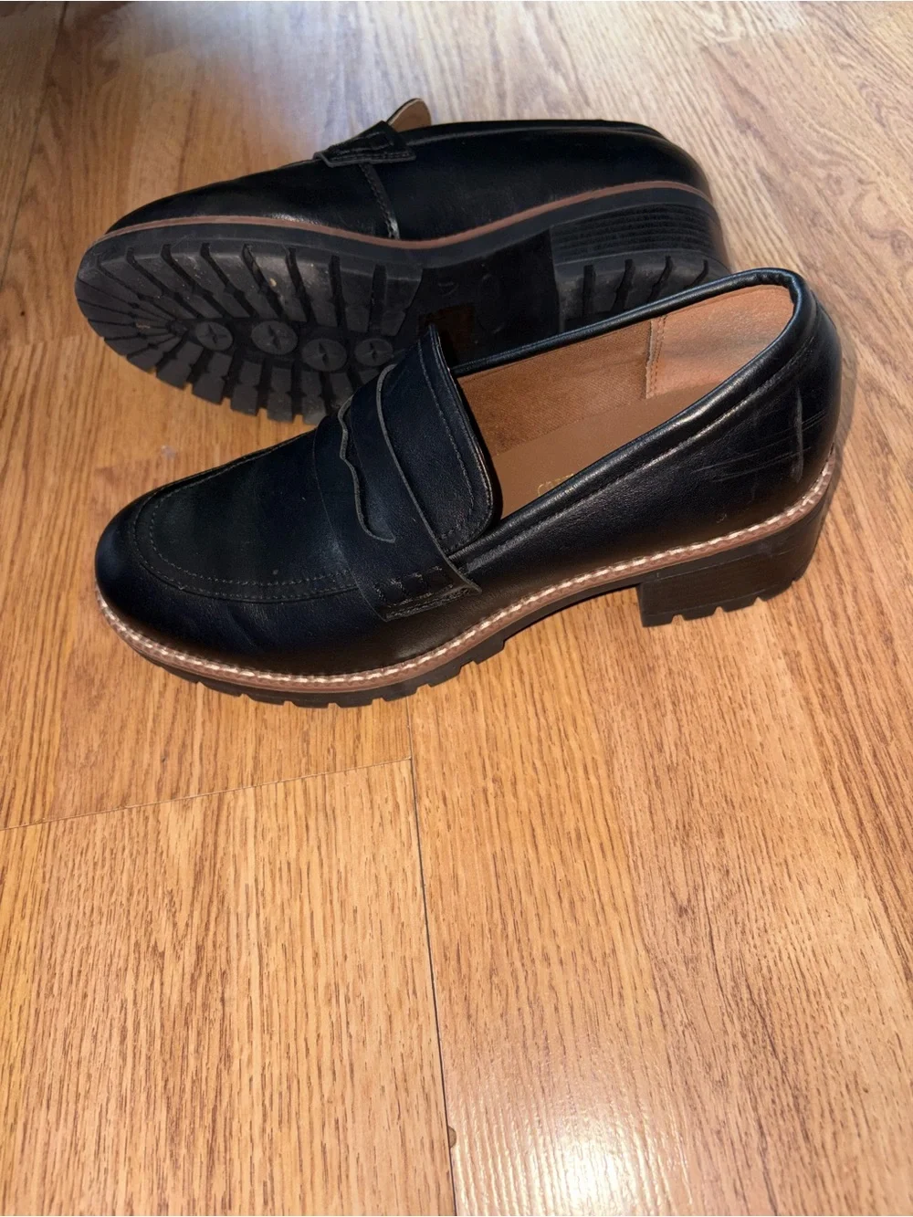 Dream Pairs Black Leather Penny Loafers for Women